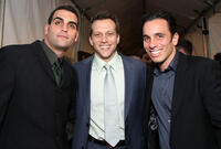 Bret Ernst, director Ari Sandel and Sebastian Maniscalco at the California premiere of "Vince Vaughn's Wild West Comedy Show."