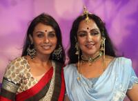 Rani Mukherjee and Hema Malini at the Durga Puja Pandal in Mumbai.