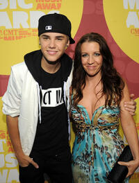 Musician Justin Bieber and Pattie Mallette at the 2011 CMT Music Awards in Nashville.