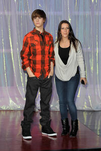 Pattie Mallette at the Unveils Justin Bieber Waxwork at Madame Tussauds in London.