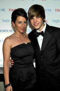 Pattie Mallette and Musician Justin Bieber at the TIME/CNN/People/Fortune 2010 White House Correspondents' Dinner pre-party in Washington.