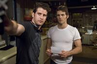 Director Richard Kelly and James Marsden on the set of "The Box."