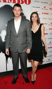 Actor Matthew Marsden and wife Nadine Marsden at the Las Vegas premiere of "Rambo."