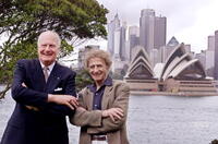 Dr Peter Hollingworth and Marcel Marceau at the Admiralty House in Sydney.