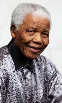 Nelson Mandela at the InterContinental Hotel during the photoshoot with celebrity photographer Terry O'Neil.