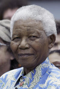 Nelson Mandela at the Robben Island Press Conference.