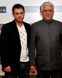 Emil Marwa and Om Puri at the portrait session of "West Is West" during the 54th BFI London Film Festival.