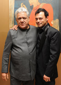 Om Puri and Emil Marwa at the after party of "West Is West" during the 54th BFI London Film Festival.