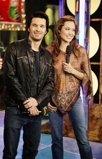 Olivier Martinez and Angelina Jolie at the MTV's Total Request Live.