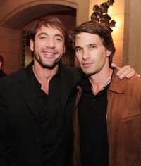 Javier Bardem and Olivier Martinez at the after party of the premiere of "No Country for Old Men."