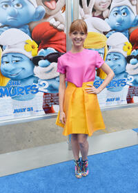 Jayma Mays at the California premiere of "The Smurfs 2."