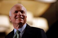 John McCain at the town hall meeting in the Royal Poinciana Ballroom.