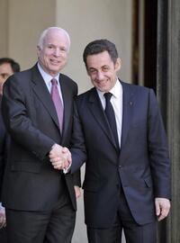 John McCain and Nicolas Sarkozy at the Elysee Palace.