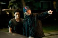 Penn Badgley and Director Nelson McCormick on the set of "The Stepfather."