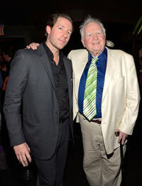 Edward Burns and Malachy McCourt at the New York premiere of "The Fitzgerald Family Christmas."