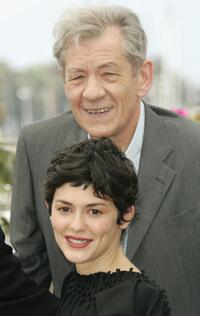 Sir Ian McKellen and Audrey Tautou at the 59th International Cannes Film Festival for promoting the film "The Da Vinci Code".
