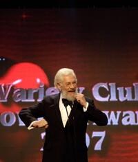 Sir Ian McKellen presents an award at the Variety Club Showbiz Awards.