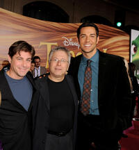 Lyricist Glenn Slater, Alan Menken and Zachary Levi at the California premiere of "Tangled."