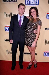 Dustin Milligan and Jessica Stroup at the premiere of "Extract."