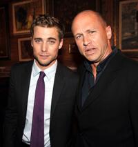 Dustin Milligan and Mike Judge at the after party of the premiere of "Extract."