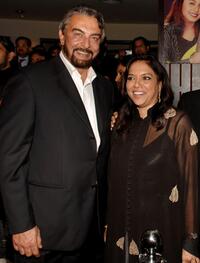 Kabir Bedi and Mira Nair at the party of "Aids Jaago" during the Dubai International Film Festival.