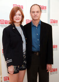 Colby Minifie and David Hyde Pierce at the cast photocall of "Close Up Space."