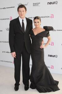 Cory Monteith and Lea Michele at the 18th Annual Elton John AIDS Foundation's Oscar Viewing party.