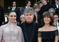 Mia Maestro, Pedro Almodovar and Mercedes Moran and Lucrecia Martel at the official projection of "La Nina Santa" during the Cannes Film Festival.