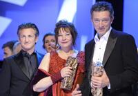 Sean Penn, Yolande Moreau and Vincent Cassel at the 34th Cesars French Film Awards.