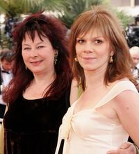 Yolande Moreau and director Laure Duthilleul at the premiere of "Match Point" during the 58th International Cannes Film Festival.