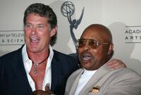 Roger E. Mosley and David Hasslehoff at the Academy of Television Arts and Sciences and the Stunts Peer Group Emmy Nominee Party for Stunt Coordination.