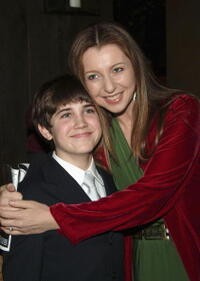 Matthew Borish and Donna Murphy at the curtain call and after party of the play "Beast on the Moon."