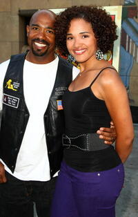 Michael Beach and Guest at the premiere of "Hell Ride."
