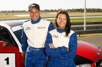 Kelly Slater and Layne Beachley at the Celebrity Challenge Driver Training event.
