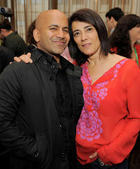 Ajay Naidu and Hiam Abbass at the TFI Awards Ceremony during the 2011 Tribeca Film Festival in New York.