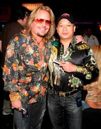 Vince Neil and Johnny Chan at the inaugural Vince Neil "Off the Strip" Texas Hold Em Poker Tournament.