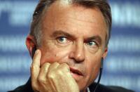 Sam Neill takes at press conference for the film "Angel".