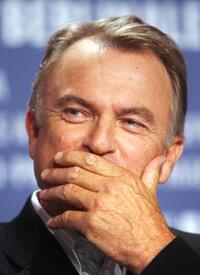 Sam Neill takes at press conference for the film "Angel".
