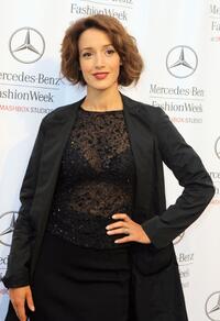 Jennifer Beals at Mercedes Benz Fashion Week.