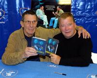 Leonard Nimoy and William Shatner at the signing of released DVD/VHS of "Mind Meld: Secrets behind the voyage of a Lifetime."