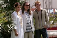 Tuva Novotny, Director Stephen Woolley and Leo Gregory at the photocall of "Stoned" during the 58th International Cannes Film Festival.