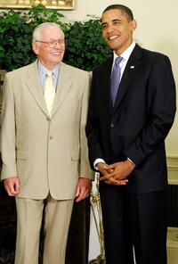 Neil Armstrong and Barack Obama at the White House in Washington.