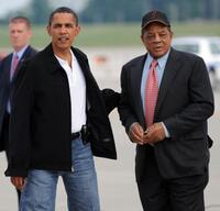Barack Obama and Willie Mays at the All-Star game.