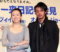 Zhang Ziyi and Jo Odagiri at the press conference of "Tanuki Goten."