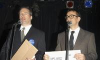 Bob Odenkirk and Fred Armisen perform at Comedy For Kerry.