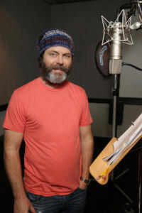 Nick Offerman on the set of "The LEGO Movie."