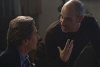 Gary Oldman as Rabbi Sendak and writer/director David Goyer on the set of "The Unborn."