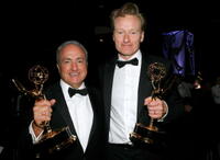 Producer Lorne Michaels and Conan O'Brien at the 59th Annual Emmy Awards.