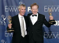 Mike Sweeney and Conan O'Brien at the 59th Annual Emmy Awards.