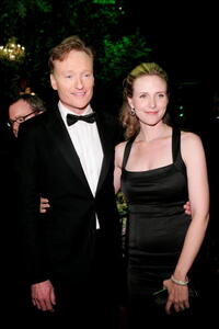 Conan O'Brien and Liza Powel at the 58th Annual Primetime Emmy Awards.